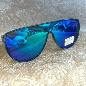 Brand New True Religion Mirrored Shield Aviator Sunglasses Green Frame